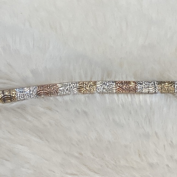 Tri-Color gold Over Sterling Bracelet - Picture 2 of 7